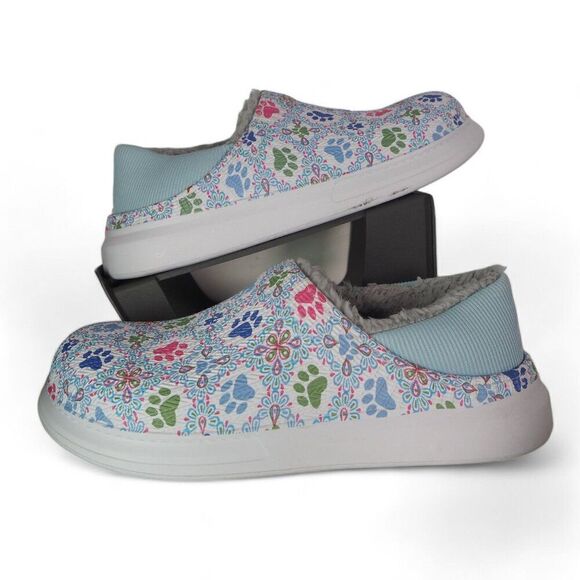 The Animal Rescue Site Greater Good Paw Print Faux Fur Lined Slippers Women's 10 - Picture 1 of 13